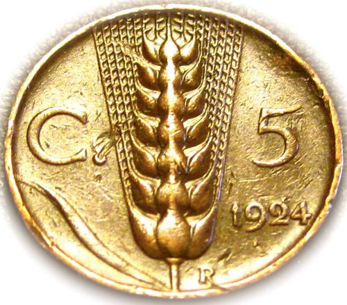Italy - Italian 1924R 5 Centesimi Coin - Great Coin - RARE