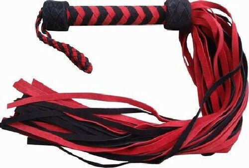 Black/Red Leather 36 Tail Flogger Whip Suede - NEW HORSE TRAINING TOOL