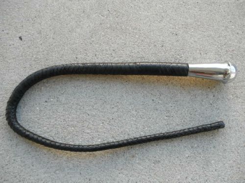 NEW Black Leather BULL WHIP with Metal Handle - Great Horse Training Tool