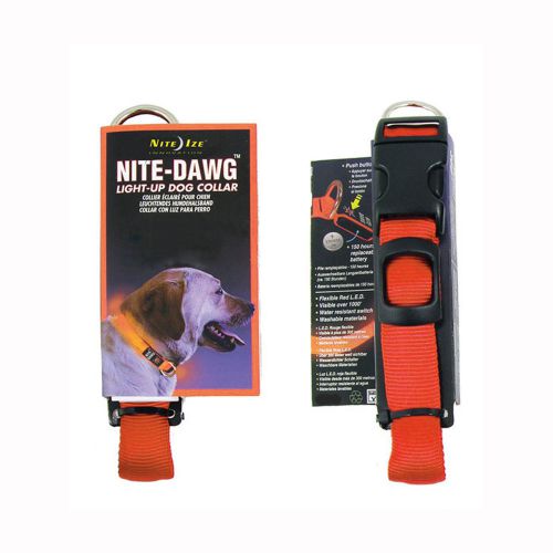 Nite ize nnd-03-19s nite dawg led dog collar, red led orange webbing, small for sale