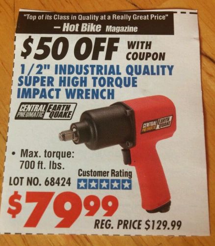 HARBOR FREIGHT 1/2&#034; INDUSTRIAL QUALITY SUPER HIGH TORQUE IMPACT WRENCH coupon