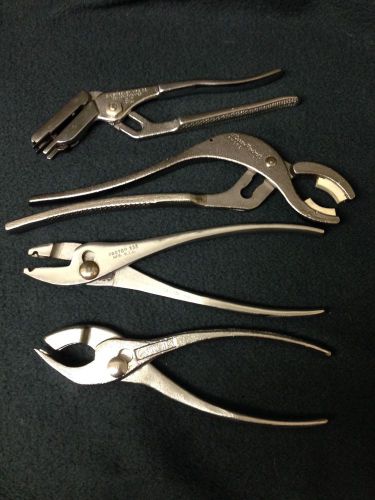 4 PC.  AIRCRAFT TECH PLIER COLLECTION - CAMLOC, LINE CLAMP, HOSE CLAMP &amp; C. PLUG