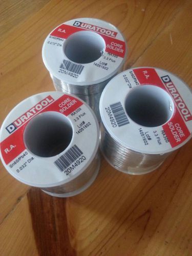 3 spools Duratool core solder .032 diameter Sn60/Pb40