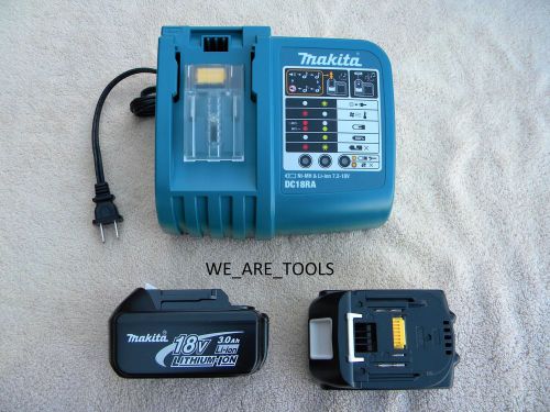 New makita 2 bl1830 3.0 18v lit-ion batteries,dc18ra battery charger lxt 18 volt for sale