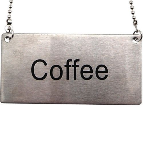 Stainless steel hanging chain coffee sign - restaurant cafe decor tag label for sale