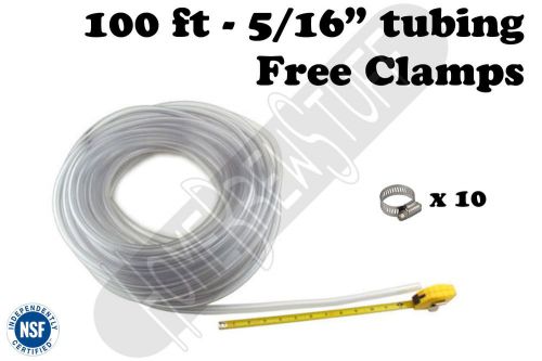 Beverage tubing 5/16&#034; 100&#039; free clamps, kegerator draft beer, homebrew home brew for sale