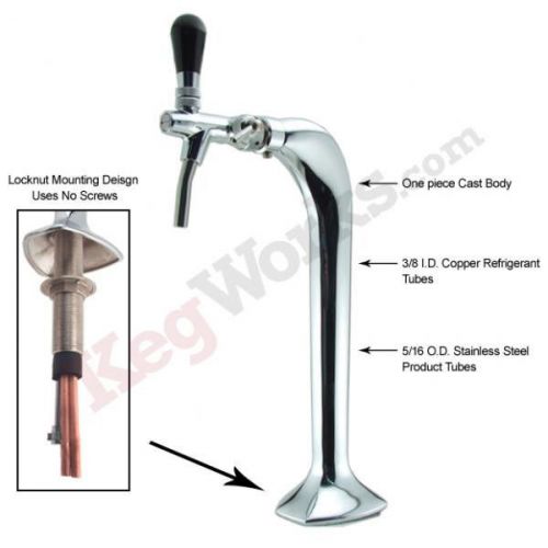 Chrome Mongoose Draft Beer Snake Tower – European Faucet - Bar Pub Kegerator Tap