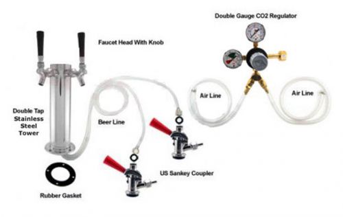 Double Tap Tower Refrigerator Conversion Kit - Stainless - Draft Beer Kegerator
