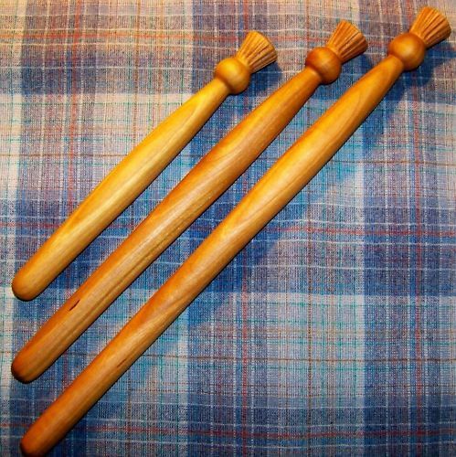 Scottish thistle top spurtle  3 set cooking natural cherry wood by stephen mines for sale