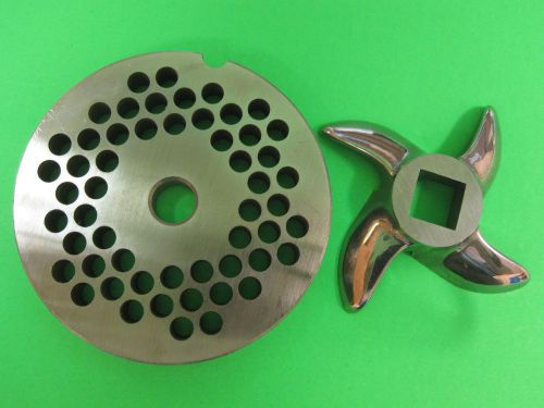 #22 x 1/4&#034; meat grinder plate &amp; knife stainless fits hobart tor-rey lem &amp; more for sale