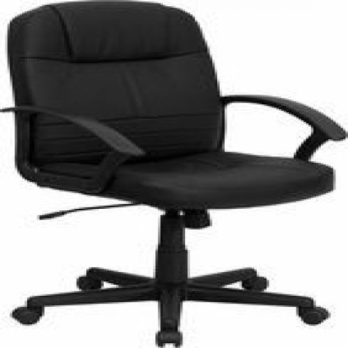 Flash Furniture BT-8075-BK-GG Mid-Back Black Leather Executive Swivel Office Cha
