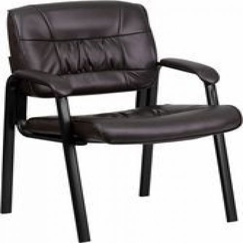 Flash Furniture BT-1404-BN-GG Brown Leather Guest / Reception Chair with Black F