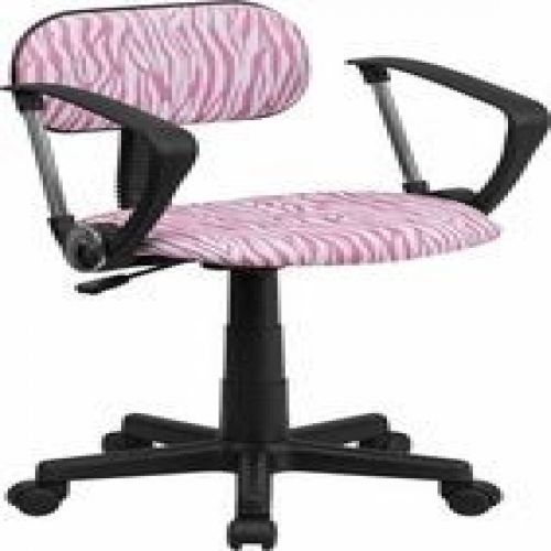 Flash Furniture BT-Z-PK-A-GG Pink and White Zebra Print Computer Chair with Arms