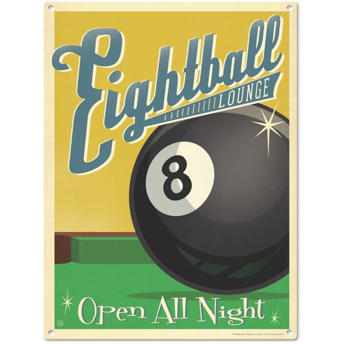 Eightball Lounge Pool Metal Sign Vintage Bar Decor