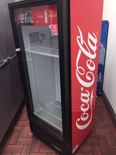True gdm-12em-ld 25&#034; black led glass door display refrigerator cooler soda for sale