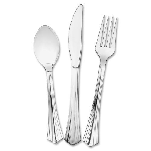 WNA COMET 612375 Plastic Cutlery 25 ea Forks/Knives/Spoons 75/PK Silver