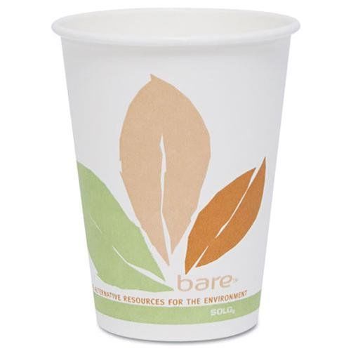 SOLO CUPS OF16PLJ7234 Bare Pla Hot Cups, White W/leaf Design, 16 Oz., 300/carton