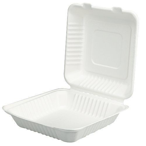 Southern Champion Tray 18935 ChampWare Molded Fiber White ClamshellContainer-200