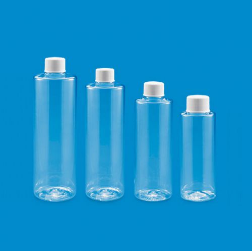 12 x 8 oz Clear Plastic Cylinder Bottles with White Lid - FREE SHIPPING