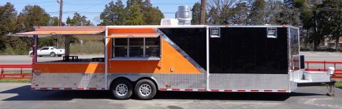 Concession trailer 8.5&#039;x30&#039; event bbq smoker catering (black &amp; orange) for sale