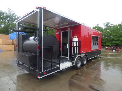 Concession trailer 8.5&#039;x26&#039; red and black - custom smoker kitchen (with applianc for sale