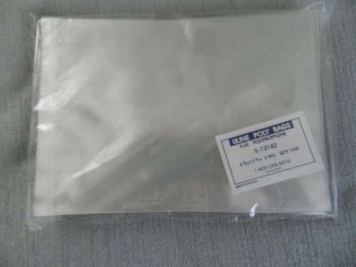 100 Uline #S-13142 5 3/4&#034; X 7 3/4&#034; 3 mil mil Open End Poly Bags New