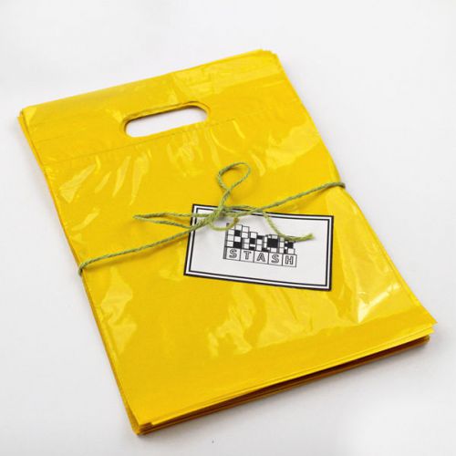 500 16x18 YELLOW Plastic Retail Die-Cut Handle Merchandise Bag - Boutique