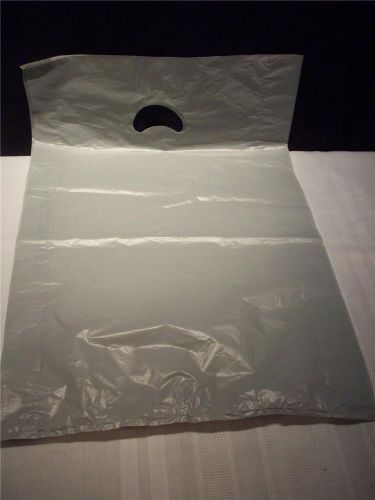 100 Pcs. 13 x 3 x 21 Plastic Merchandise Bags Die Cut Handle Embossed Gray