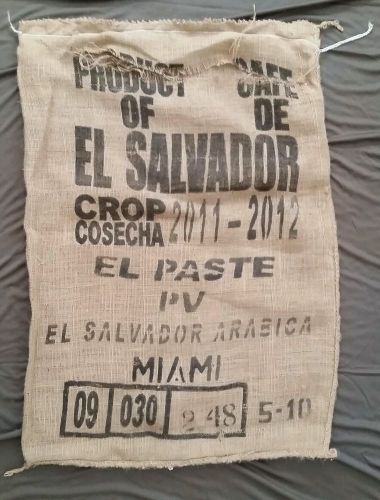 Used burlap jute coffee sack bag elsalvador approx 38x28 for sale