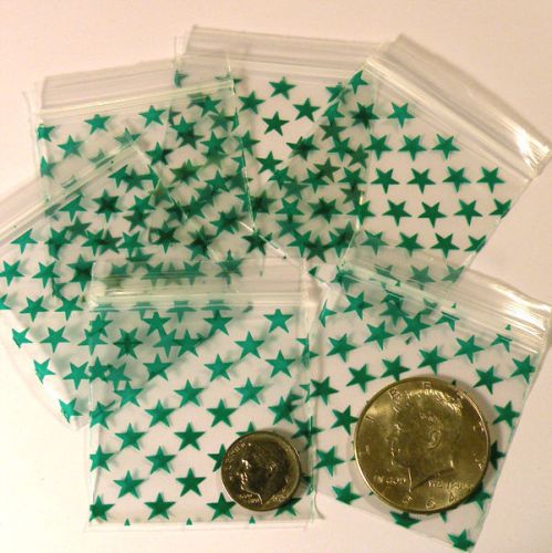 200 Green Stars Baggies 2 x 2&#034; Apple brand Mini Ziplock Bags 2020