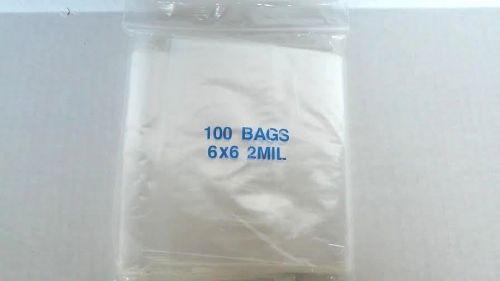 100 6x6 2 MIL Plastic Reclosable Resealable Ziplock Poly Bags Clear Ships Free
