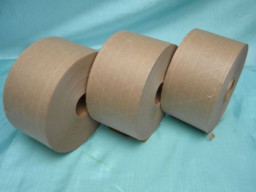3 RollsX70mmx375ft Reinforced Gummed Kraft Paper Tape Water-Activated Paper
