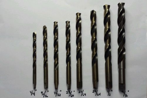 Lot of 8 M42 Jobber Heavy Duty Cobalt Drill Bits Made in USA Precision Twist