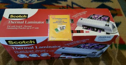 New Scotch 3M thermal laminator TL901 w/ package of 25 hot laminating pouches.