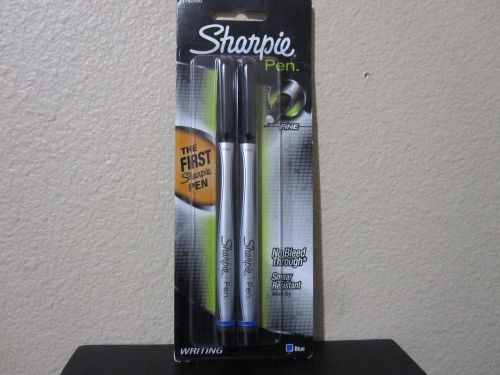 2 NEW Blue Sharpie Fine Pens ~ Permanent, Quick Drying, and Water Resistant
