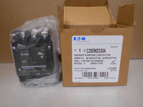 Lot of 2 New Eaton C25DND330A  3 Pole 30A 120V Contactor