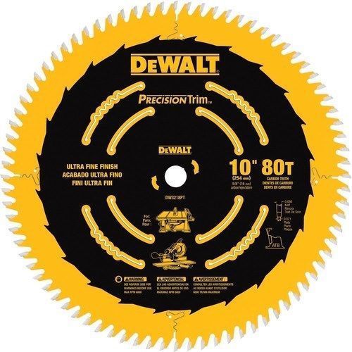 DW3218PT 10in., 80 tooth saw blade, 5/8in. arbor, Tough Coat Finish