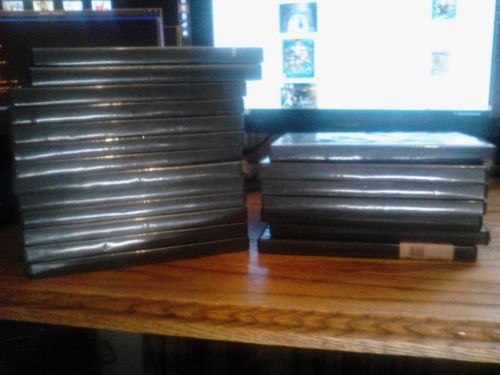LOT of 20 Standard 14mm Black Single DVD Cases with Transparent sleeve cover