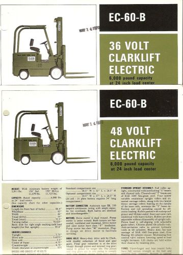 Fork Lift Truck Brochure - Clark - EC-60-B - 36/48 V Electric 1970 2 item(LT110)