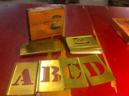 Reese&#039;s 2&#034; Brass Stencil Set - Complete with Box - Letters Figures #2