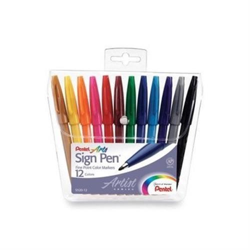 Sign Pens, Fiber Tip, Fine Point, 12-Pack, Various Colors Color: Green