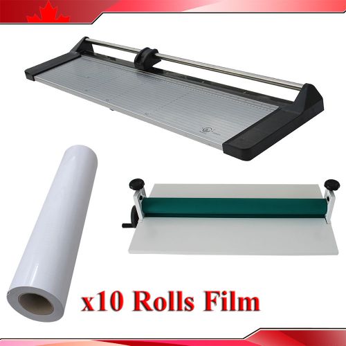 10 Rolls Laminating Film+29.5&#034; Cold Laminator +34In Rotary Paper Cutter Trimmer