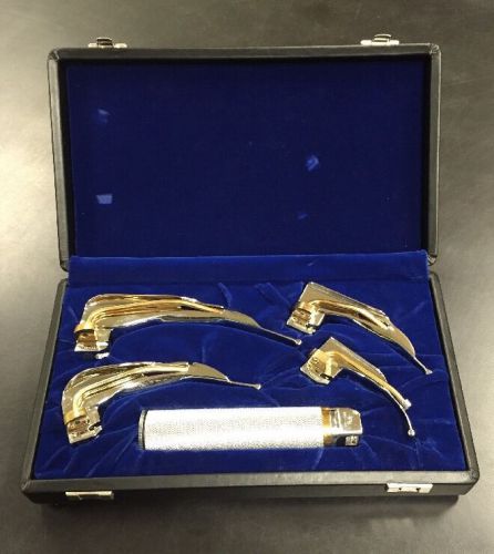 Rare AMS Laryngoscope Gold Set Collectors Ed. Welch Allyn with Case