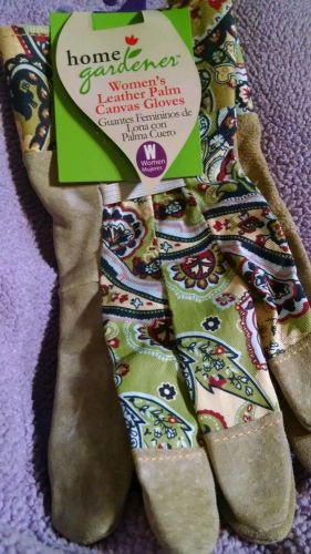 Home Gardener Women&#039;s leather palm canvas gloves,100%suede,100%cotton NEW!