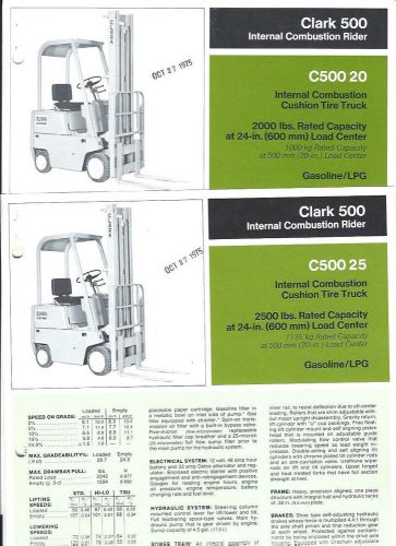 Fork Lift Truck Brochure - Clark - C500 20 25 35 45 50 55 c1975 6 item (LT127)