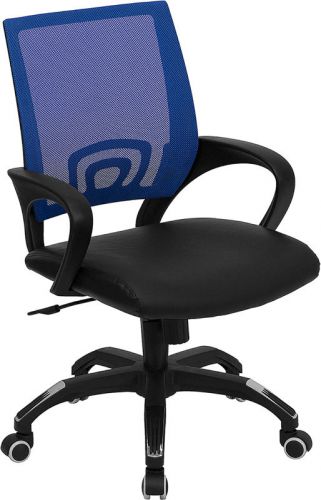 Mid-back blue mesh chair with leather seat (mf-cp-b176a01-blue-gg) for sale