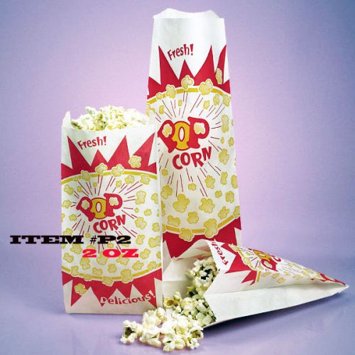 Popcorn bags 100 pcs. size medium  2 ounce ,parties home movie items # p2 for sale