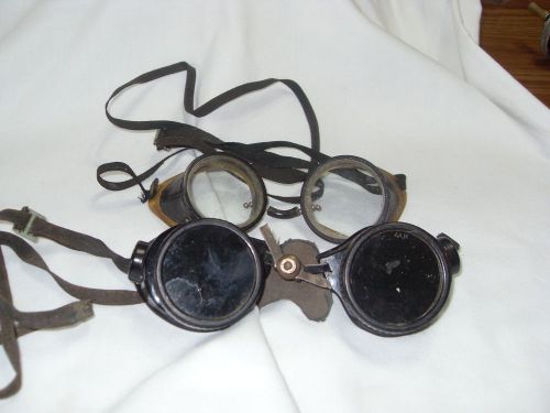 Vintage Wilson Dark Lense Welding Goggles RatRod Sunglasses Plus Clear Goggles