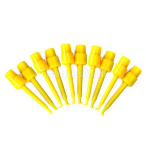 10pcs Yellow Mini Grabber Test Hooks Clips Probe for Tiny Component SMD IC