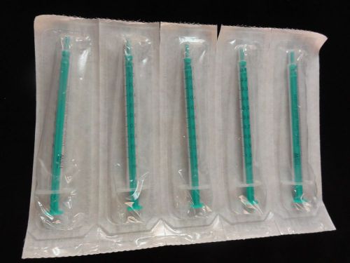 5 PCs NORM-JECT Plastic Syringe, Luer Slip,1 mL, Green, individually packed